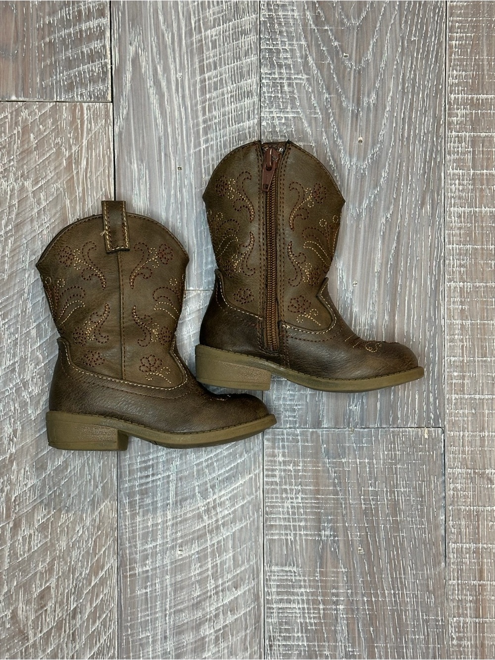 Cat & Jack Brown Girls' Western Pull-On Boots